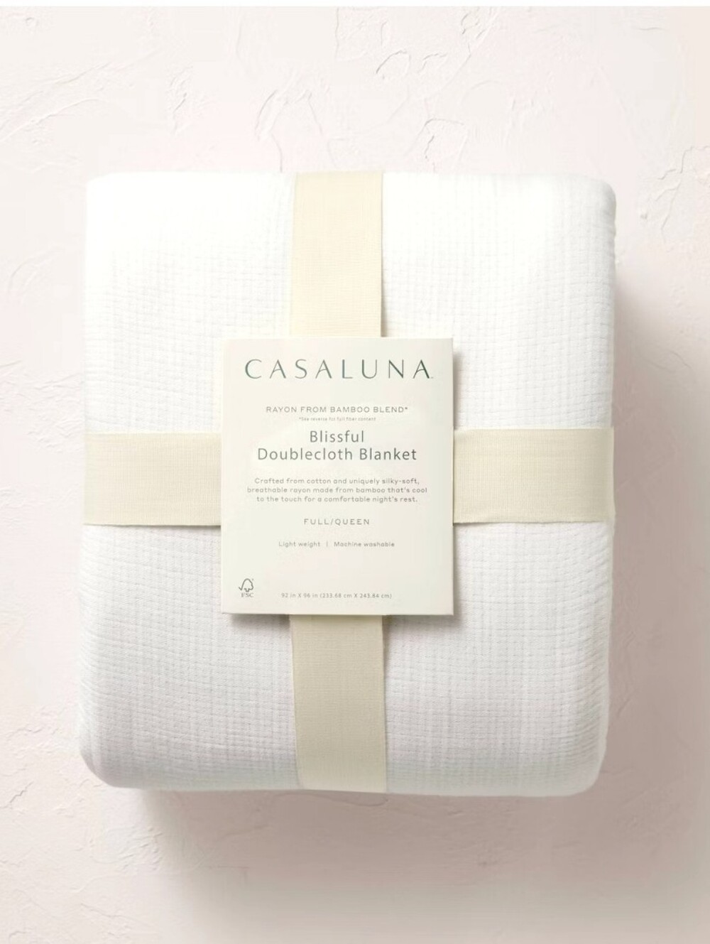 Casaluna F/Q Rayon from Bamboo Blend Matelasse Blissful Doublecloth Blanket